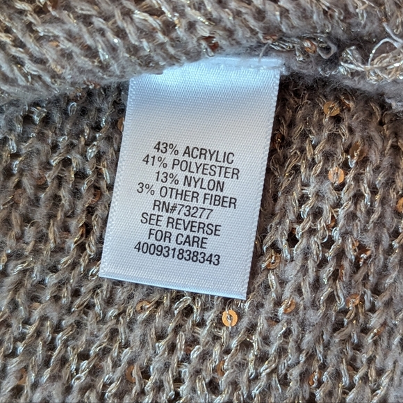 Elle Gold Sequin Cowl Neck Off Shoulder Sweater Women's Small Oversized - Picture 9 of 10